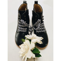 Check Cotton Shoelaces Black + White Gingham Medium