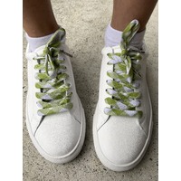 Check Cotton Shoelaces - Green & White Gingham Medium