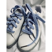 Check Cotton Shoelaces - Pale Blue White Gingham