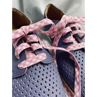 Check Cotton Shoelaces - Pale Pink White Gingham