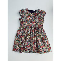 The Joy Dress Made with Liberty Fabric Thorpe C (Navy) 8Y