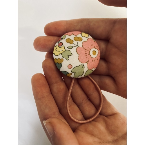 BIG Button Hair Ties -  Made with Liberty fabric 38mm BETSY Organic Pink
