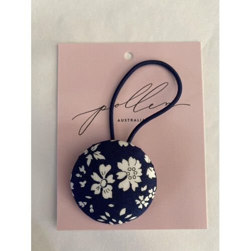 BIG Button Hair Ties -  Made with Liberty fabric 38mm CAPEL Navy