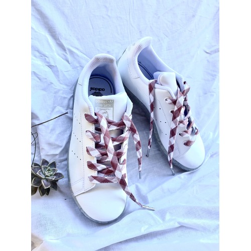 Check Cotton Shoelaces - Clay & White Gingham