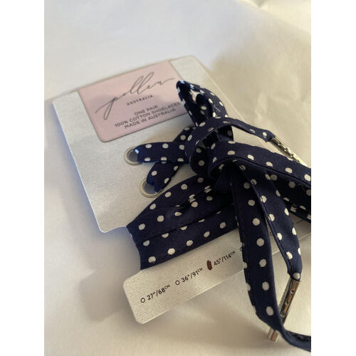 Spot Cotton Shoelaces - Navy with White Spot