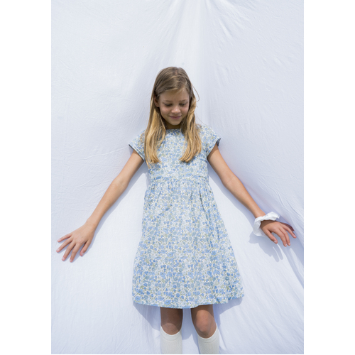 The Joy Girls Dress Made with Liberty Fabric Poppy & Daisy 19B (Blue)
