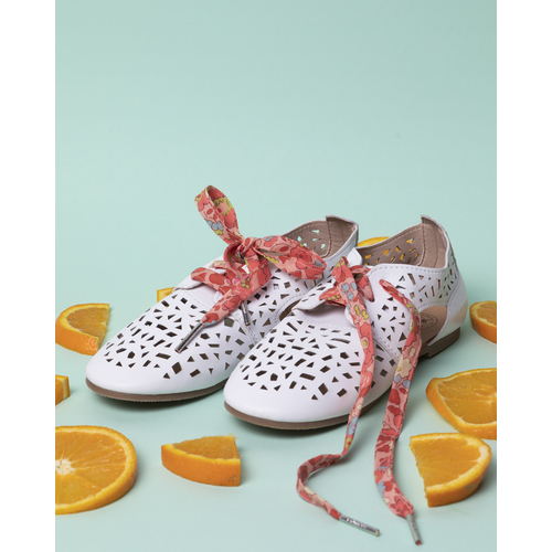 Shoelaces. Liberty print Betsy A (Tangerine)