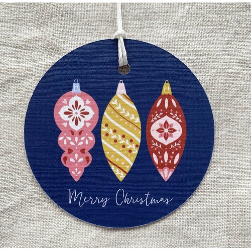 Round Christmas Baubles Gift Tag