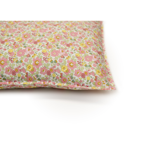 Organic Luxe Pillowcase. Liberty fabric Betsy B (Pink/Lemon) Standard Size