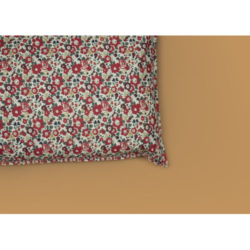 Luxe Pillowcase. Liberty print Betsy X (Red/Green) Standard Size