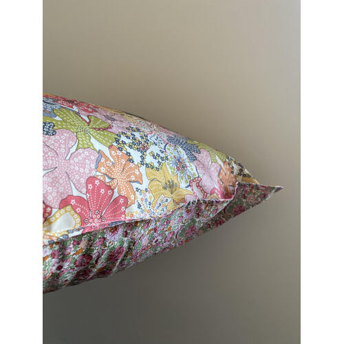 Mix It Up Luxe Pillowcase. Liberty prints Amelie F and Mauvey A Standard Size